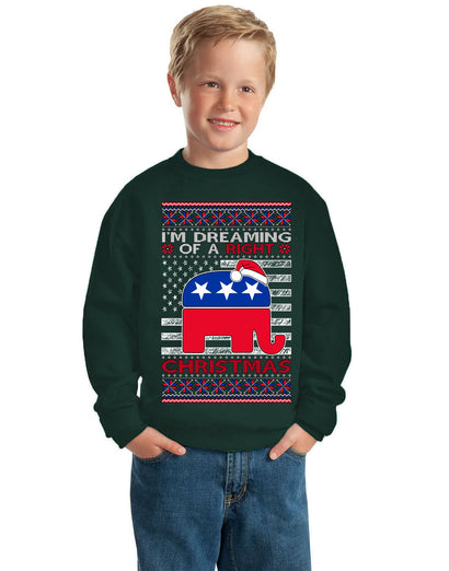 I'm Dreaming Of A Right Christmas Republican GOP  Ugly Christmas Sweater Unisex Boys Girls Crewneck Graphic Sweatshirt