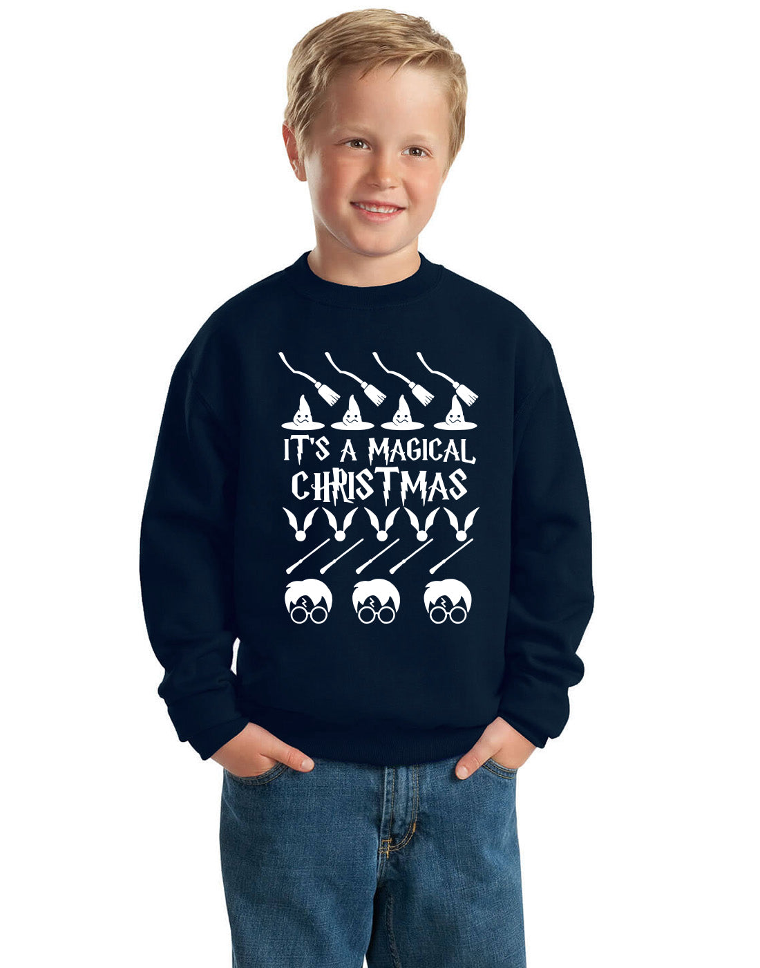 It's A Magical Christmas Wizard Ugly Christmas Sweater Unisex Boys Girls Crewneck Graphic Sweatshirt