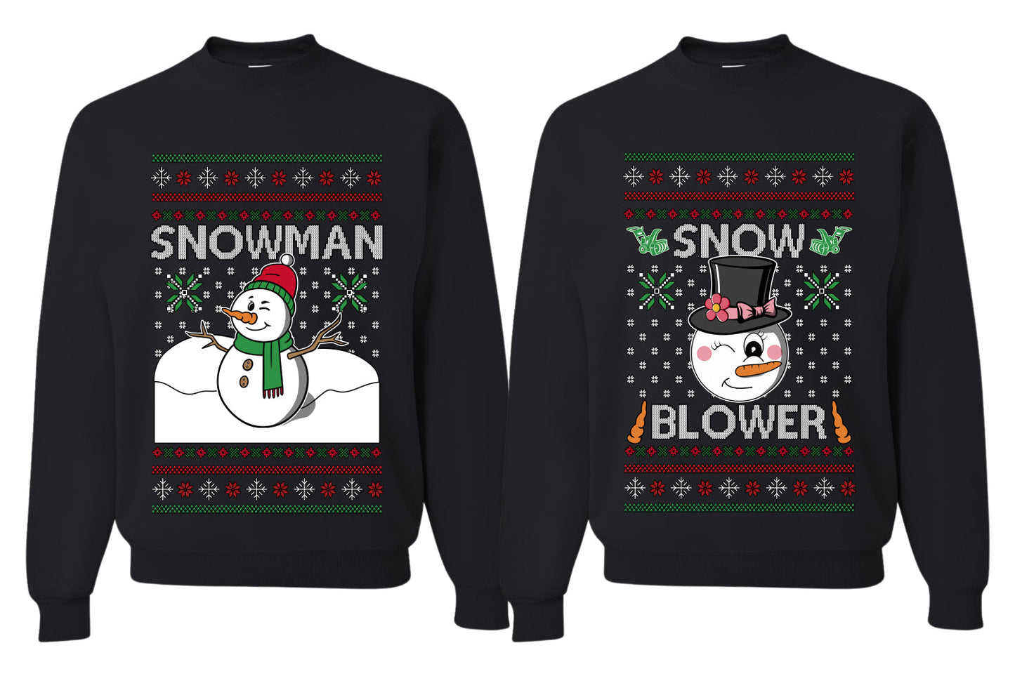 Snow Blower Snowman Sweater Girlfriend Boyfriend Gift His and Hers Matching Ugly Christmas Couple Crewneck Sweatshirt