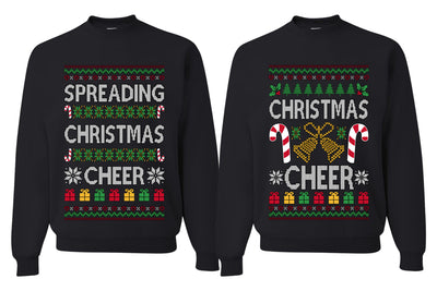 Spreading Christmas Cheer Sweater Girlfriend Boyfriend Gift His and Hers Matching Ugly Christmas Couple Crewneck Sweatshirt