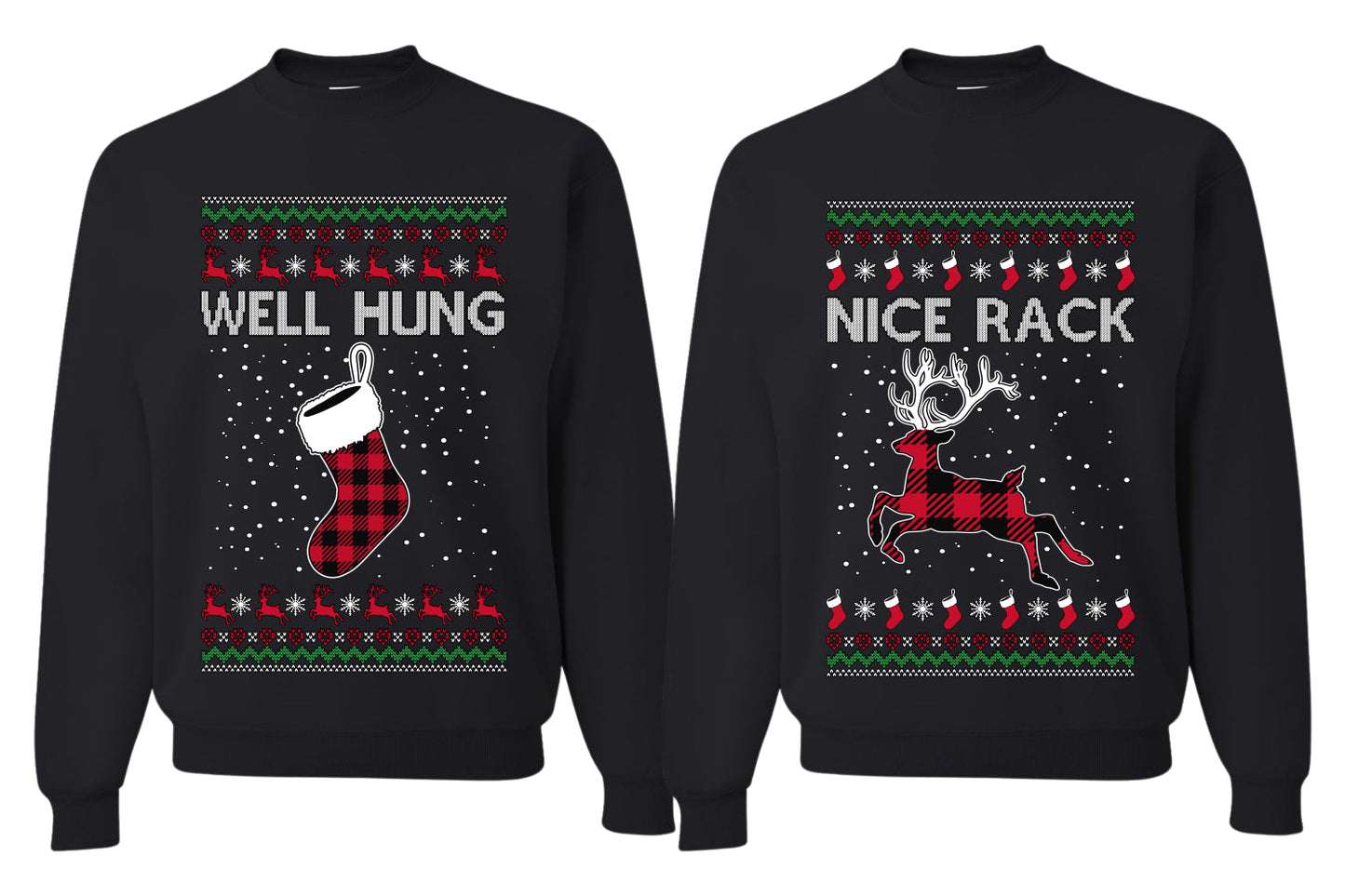 Nice Rack, Well Hung Sweater Girlfriend Boyfriend Gift His and Hers Matching Ugly Christmas Couple Crewneck Sweatshirt