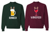 Winedeer Reinbeer, Funny Wine Beer Drinking Couples Sweatshirt Ugly Christmas Matching Couple Crewneck Sweater Crewneck Sweatshirt