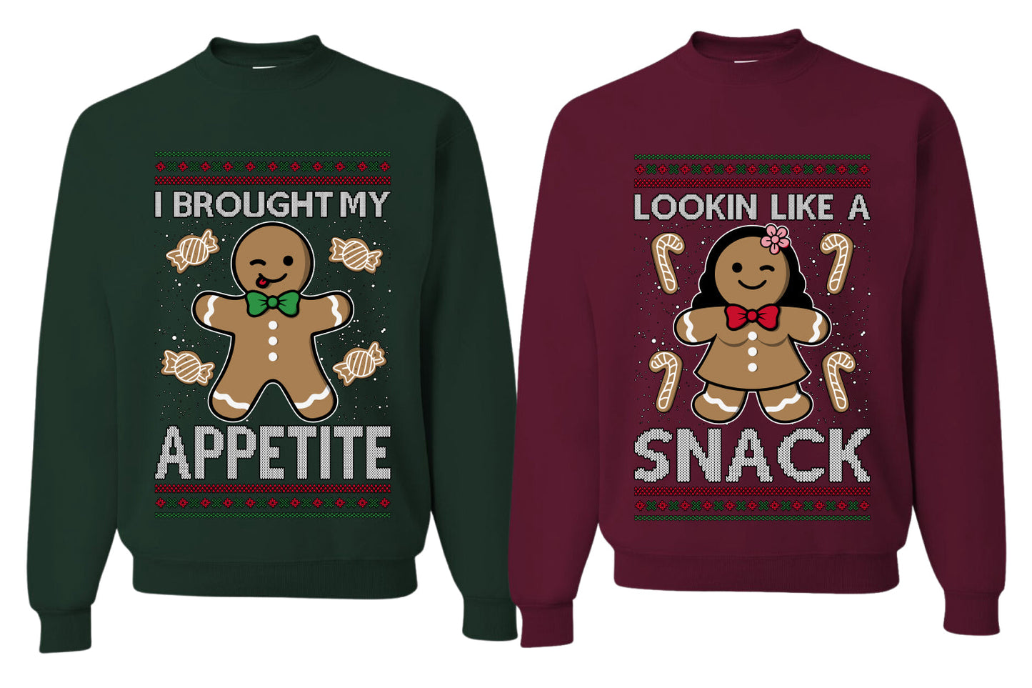 I Brought My Appetitie Lookin Like A Snack Sweater Girlfriend Boyfriend Gift His and Hers Matching Ugly Christmas Couple Crewneck Sweatshirt