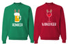Winedeer Reinbeer, Funny Wine Beer Drinking Couples Sweatshirt Ugly Christmas Matching Couple Crewneck Sweater Crewneck Sweatshirt