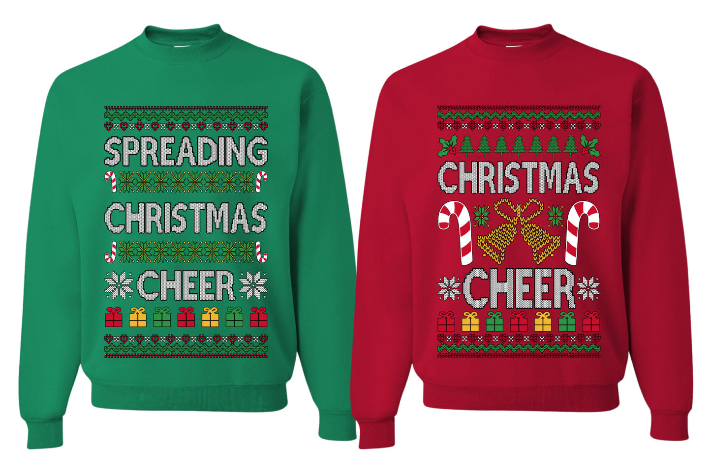 Spreading Christmas Cheer Sweater Girlfriend Boyfriend Gift His and Hers Matching Ugly Christmas Couple Crewneck Sweatshirt