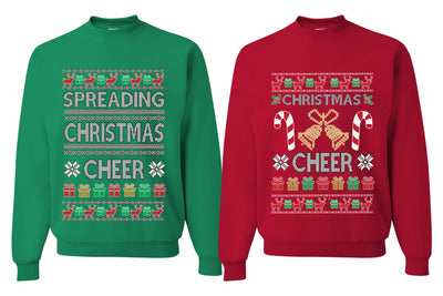 Spreading Christmas Cheer Sweater Girlfriend Boyfriend Gift His and Hers Matching Ugly Christmas Couple Crewneck Sweatshirt