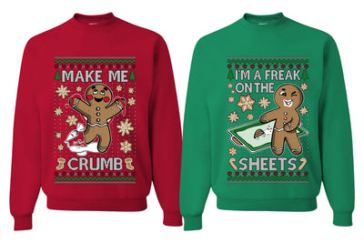 Freak On The Sheets Make Me Crumb Sweater Girlfriend Boyfriend Gift His and Hers Matching Ugly Christmas Couple Crewneck Sweatshirt
