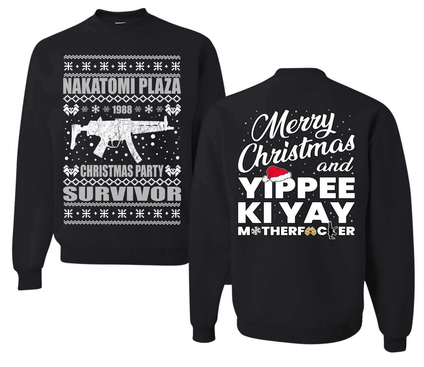 Nakatomi Plaza Christmas Party Survivor 1988 Ugly Christmas Front and Back Sweater Unisex Crewneck Sweatshirt