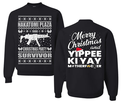 Nakatomi Plaza Christmas Party Survivor 1988 Ugly Christmas Front and Back Sweater Unisex Crewneck Sweatshirt