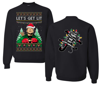 Let's Get Lit Clark Vacation Movie Parody Ugly Christmas Front and Back Sweater Unisex Crewneck Sweatshirt