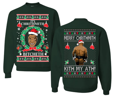 It's Chrithmith Bitcheth Lisp Front and Back Unisex Ugly Christmas Sweater Crewneck Sweatshirt