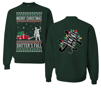 Christmas Vacation Merry Christmas Shitter's Full Ugly Christmas Front and Back Sweater Unisex Crewneck Sweatshirt