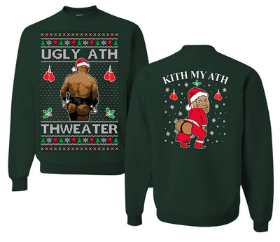 Ugly Ath Sweater Merry Chrithmith, Butt Viral Ugly Ass Boxing Fight, Funny Front and Back Unisex Ugly Christmas Sweater Crewneck Sweatshirt