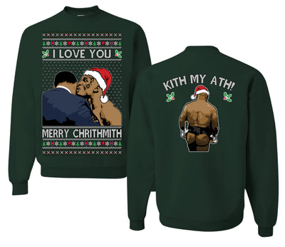 I Love You Merry Chrithmith Funny Boxing Fight Meme Classic Funny Xmas, Front and Back Unisex Ugly Christmas Sweater Crewneck Sweatshirt