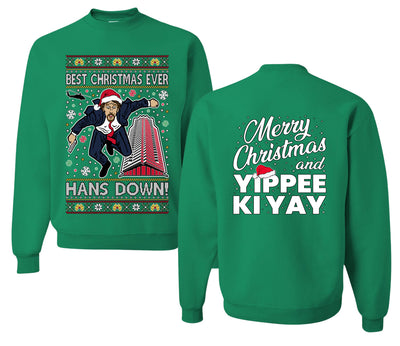 Die Hard Best Christmas Ever Hans Down Nakatomi, Clean Front and Back Unisex Ugly Christmas Sweater, Crewneck Sweatshirts