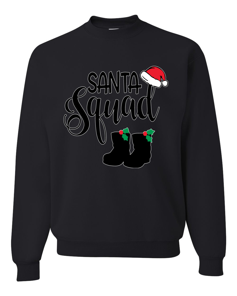 Santa Squad Xmas Hat Boots Ugly Christmas Sweater Unisex Crewneck Graphic Sweatshirt