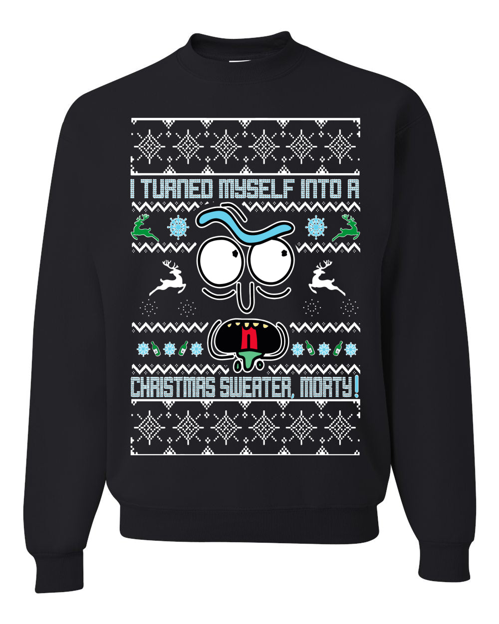 i turned myself into a christmas sweater morty Christmas Unisex Crewneck Graphic Sweatshirt