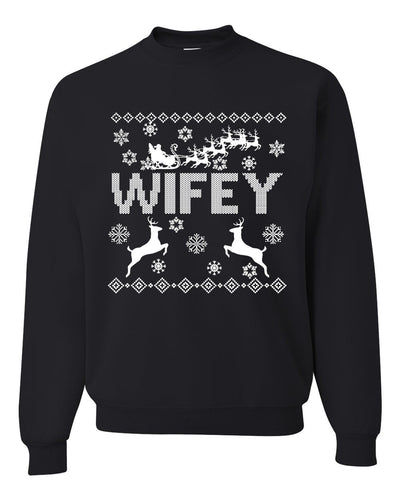 Christmas Wifey Love Ugly Christmas Sweater  Christmas Unisex Crewneck Graphic Sweatshirt
