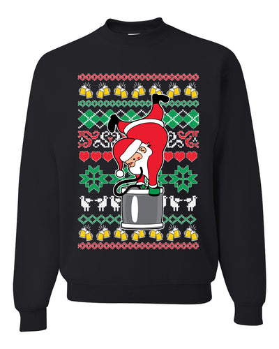 Santa Keg Stand Beer Drinking Drunk Ugly Christmas Sweater Christmas Unisex Crewneck Graphic Sweatshirt