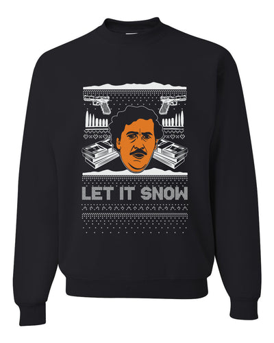 Let It Snow Funny Pablo Escobar Narcos Cocaine Drugs Xmas Christmas Unisex Crewneck Graphic Sweatshirt