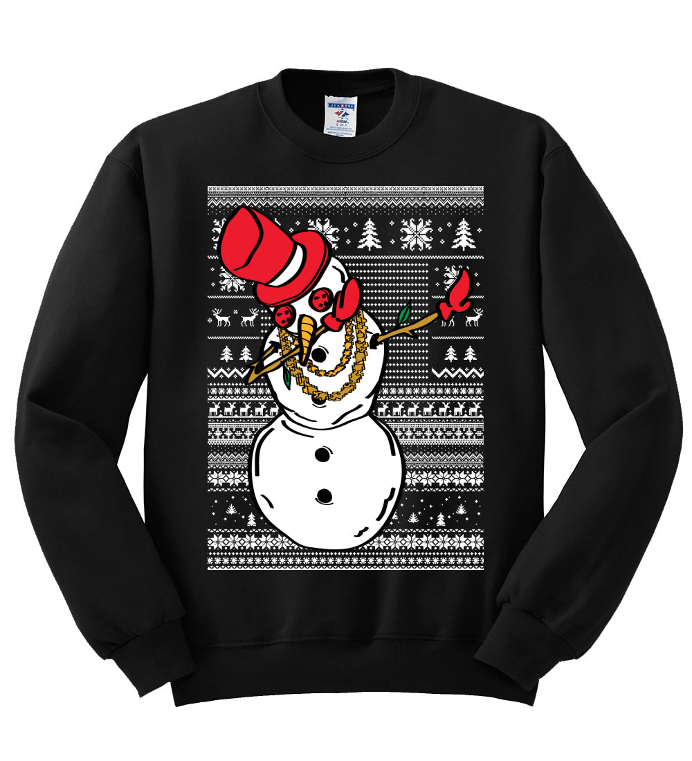 Dabbing Snowman  Christmas Unisex Crewneck Graphic Sweatshirt
