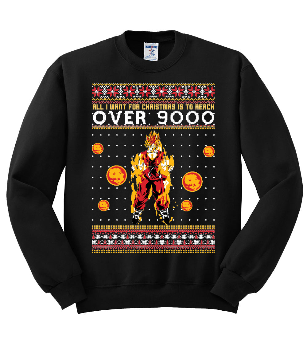 All I Want for Christmas is to Reach Over 9000 Christmas Unisex Crewneck Graphic Sweatshirt