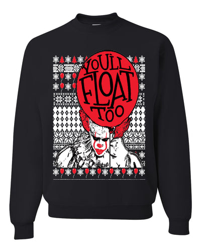 You'll Float Too | Clown IT Christmas Unisex Crewneck Graphic Sweatshirt