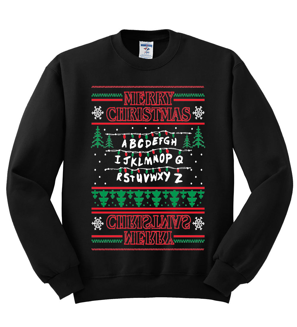Merry Christmas Holiday Alphabet Christmas Unisex Crewneck Graphic Sweatshirt