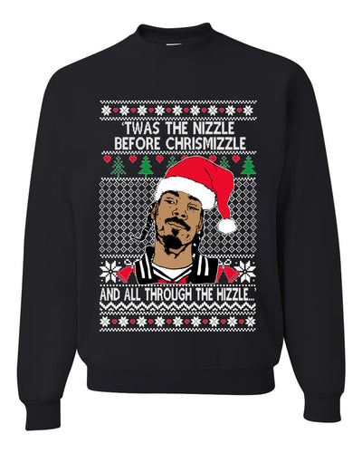 Snoop Twas The Nizzle Before Chrismizzle Christmas Unisex Crewneck Graphic Sweatshirt