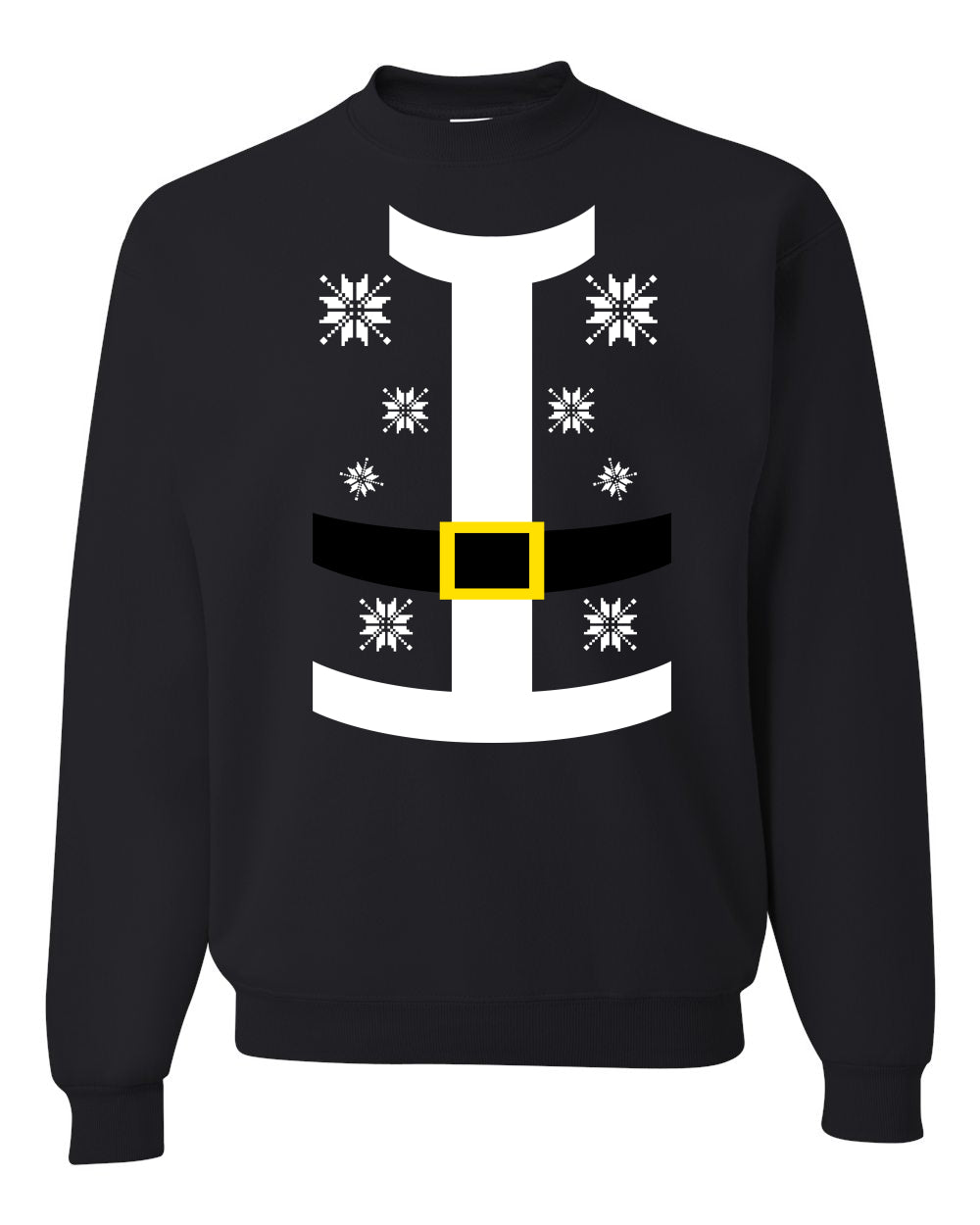 Santa Suit with Belt Snowflakes Christmas Unisex Crewneck Graphic Sweatshirt