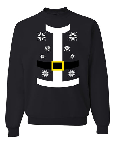 Santa Suit with Belt Snowflakes Christmas Unisex Crewneck Graphic Sweatshirt