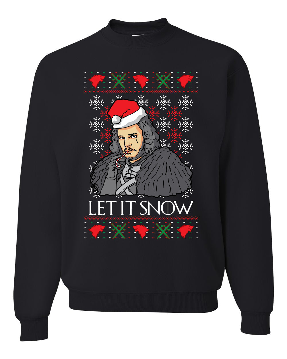 Let It Snow | Jon Snow Full Color GoT Christmas Unisex Crewneck Graphic Sweatshirt