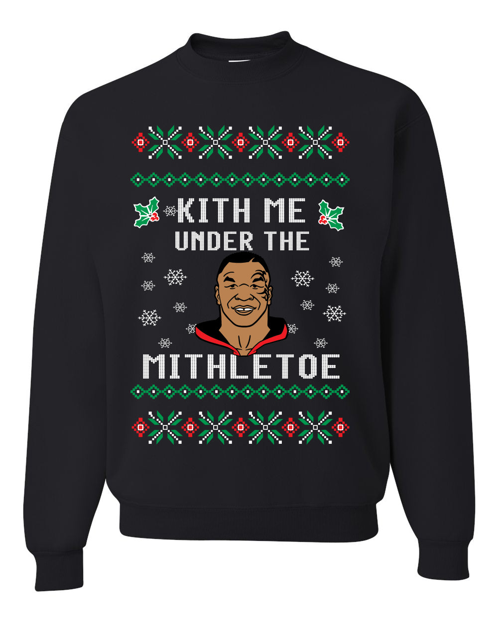 Kith Me Under The Mithletoe Funny Lips Christmas Unisex Crewneck Graphic Sweatshirt