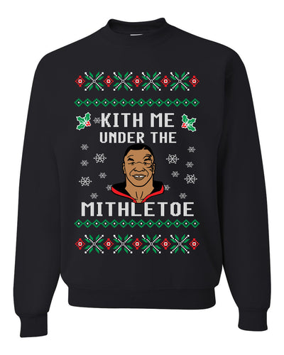 Kith Me Under The Mithletoe Funny Lips Christmas Unisex Crewneck Graphic Sweatshirt