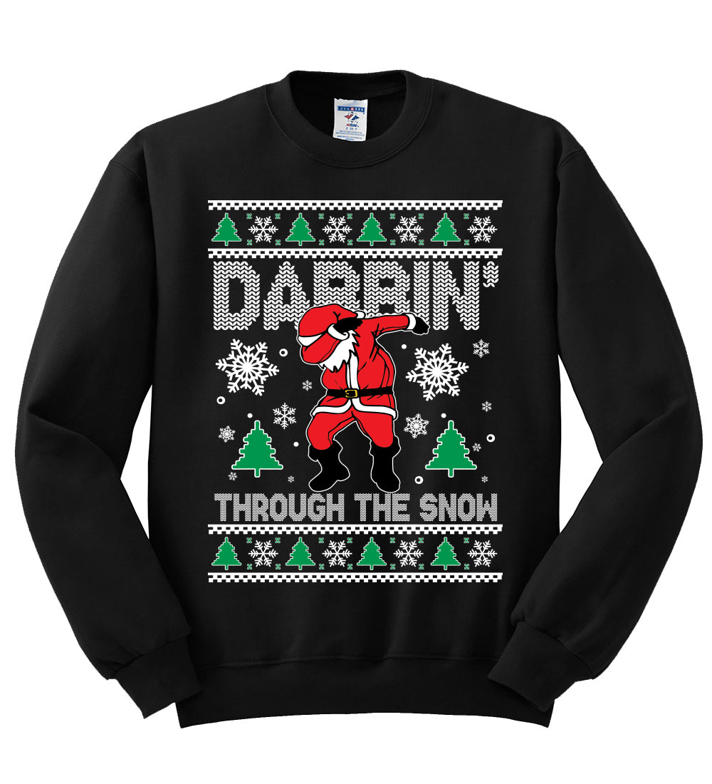 Dabbing Through The Snow Santa Christmas Unisex Crewneck Graphic Sweatshirt