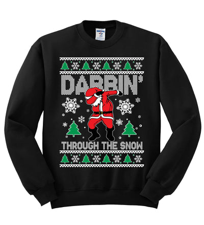 Dabbing Through The Snow Santa Christmas Unisex Crewneck Graphic Sweatshirt
