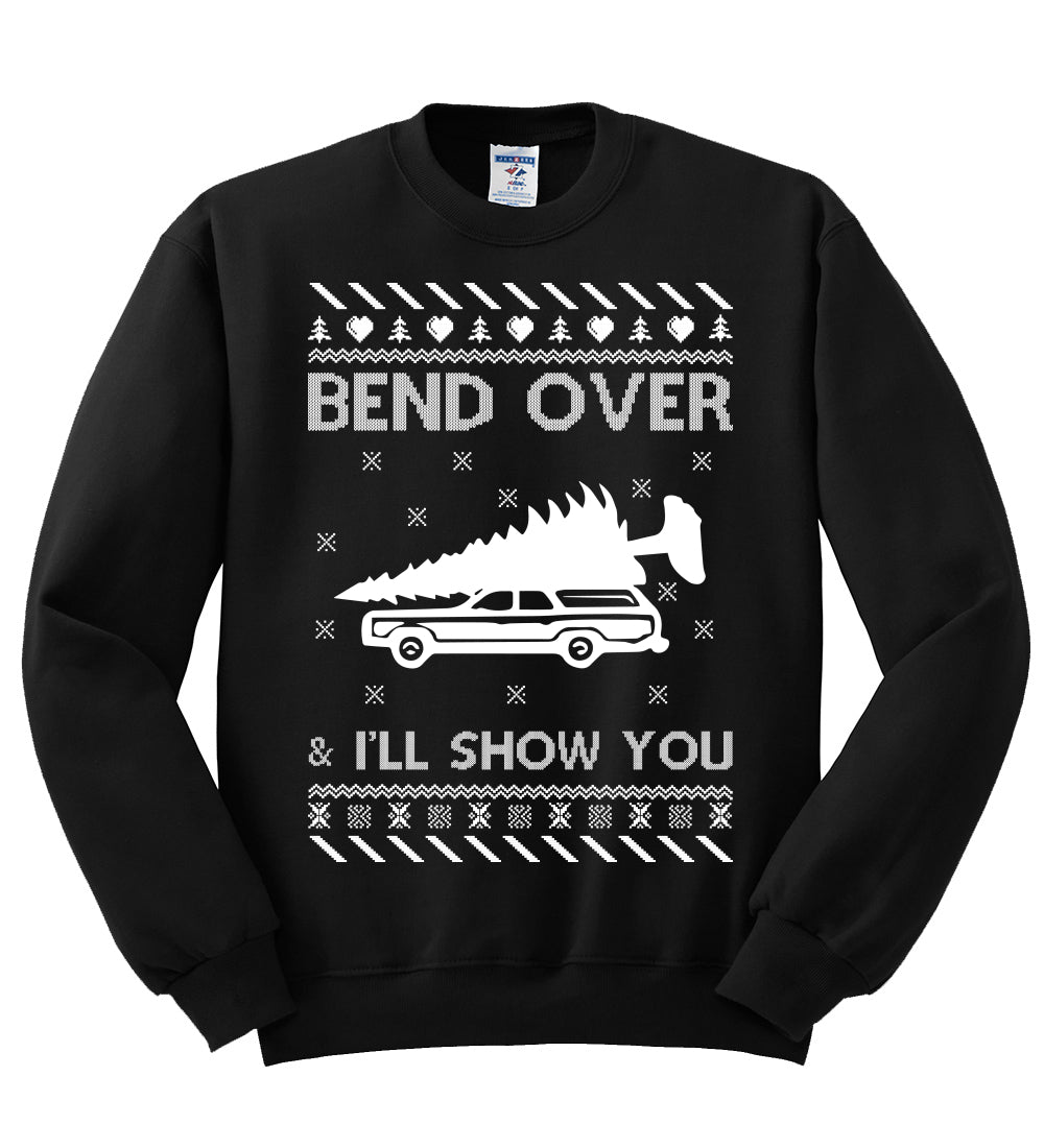 Bend Over and I'll Show You Christmas Unisex Crewneck Graphic Sweatshirt