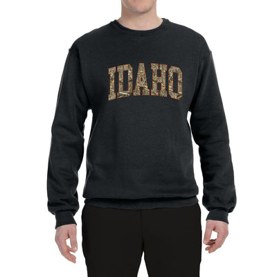 Idaho  Camo Fill Orange Outline Sweater, Unisex Crewneck Sweatshirts
