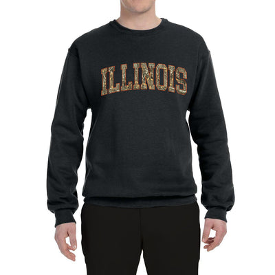 Illinois  Camo Fill Orange Outline Sweater, Unisex Crewneck Sweatshirts