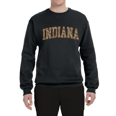 Indiana  Camo Fill Orange Outline Sweater, Unisex Crewneck Sweatshirts