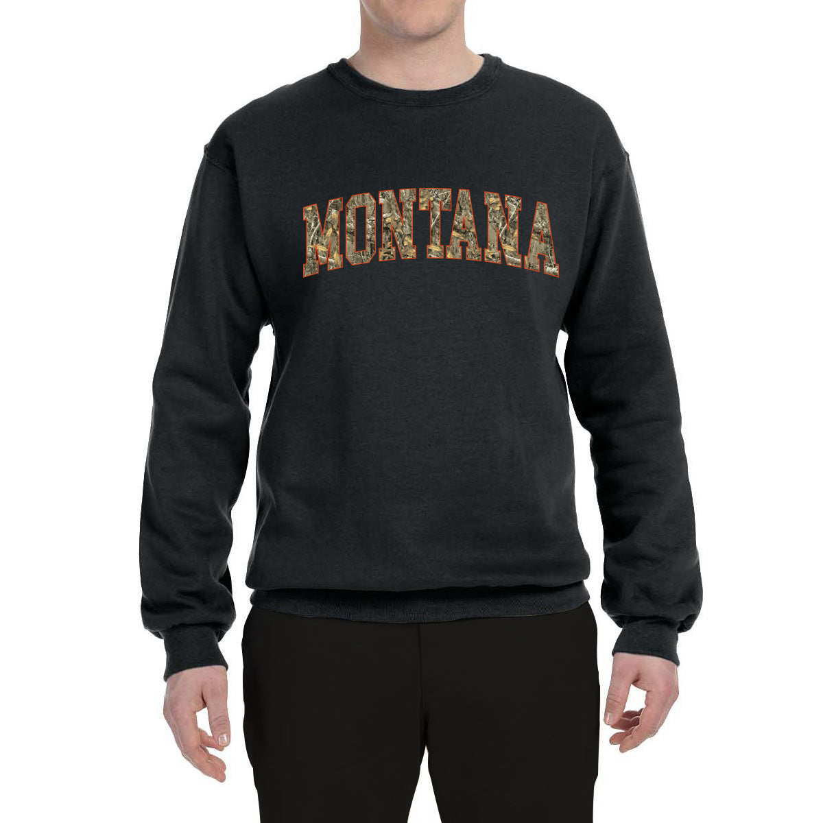 Montana  Camo Fill Orange Outline Sweater, Unisex Crewneck Sweatshirts