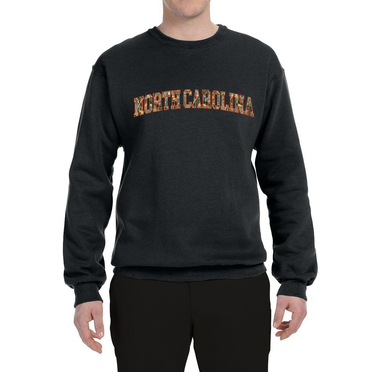 North Carolina  Camo Fill Orange Outline Sweater, Unisex Crewneck Sweatshirts