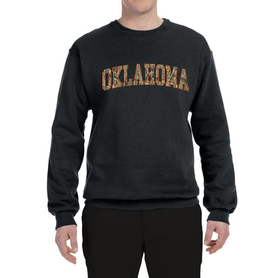 Oklahoma  Camo Fill Orange Outline Sweater, Unisex Crewneck Sweatshirts
