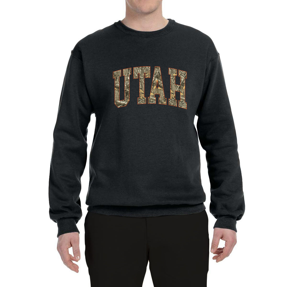 Utah  Camo Fill Orange Outline Sweater, Unisex Crewneck Sweatshirts