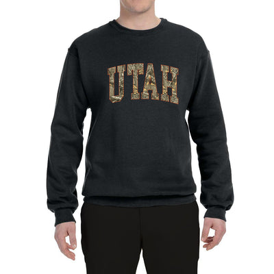 Utah  Camo Fill Orange Outline Sweater, Unisex Crewneck Sweatshirts