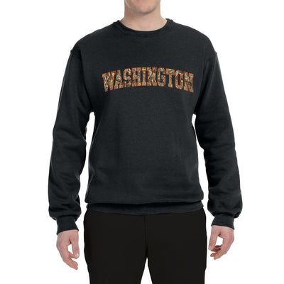 Washington  Camo Fill Orange Outline Sweater, Unisex Crewneck Sweatshirts