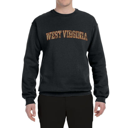 West Virginia  Camo Fill Orange Outline Sweater, Unisex Crewneck Sweatshirts