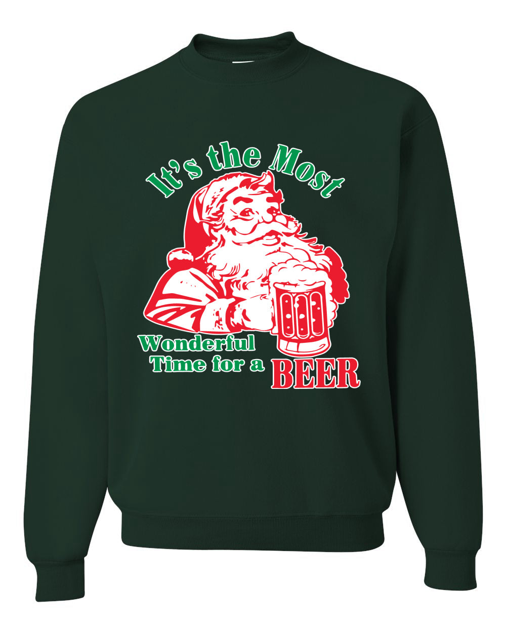 It is The Most Wonderful Time for a Beer Ugly Christmas Sweater Unisex Crewneck Graphic Sweatshirt