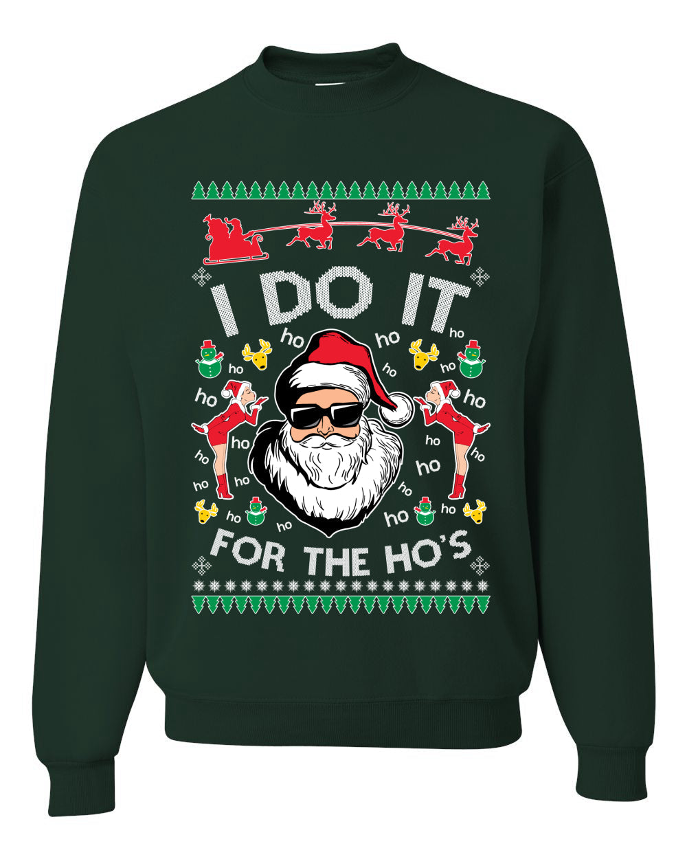 I do it for the Ho's Xmas Ugly Christmas Sweater  Christmas Unisex Crewneck Graphic Sweatshirt