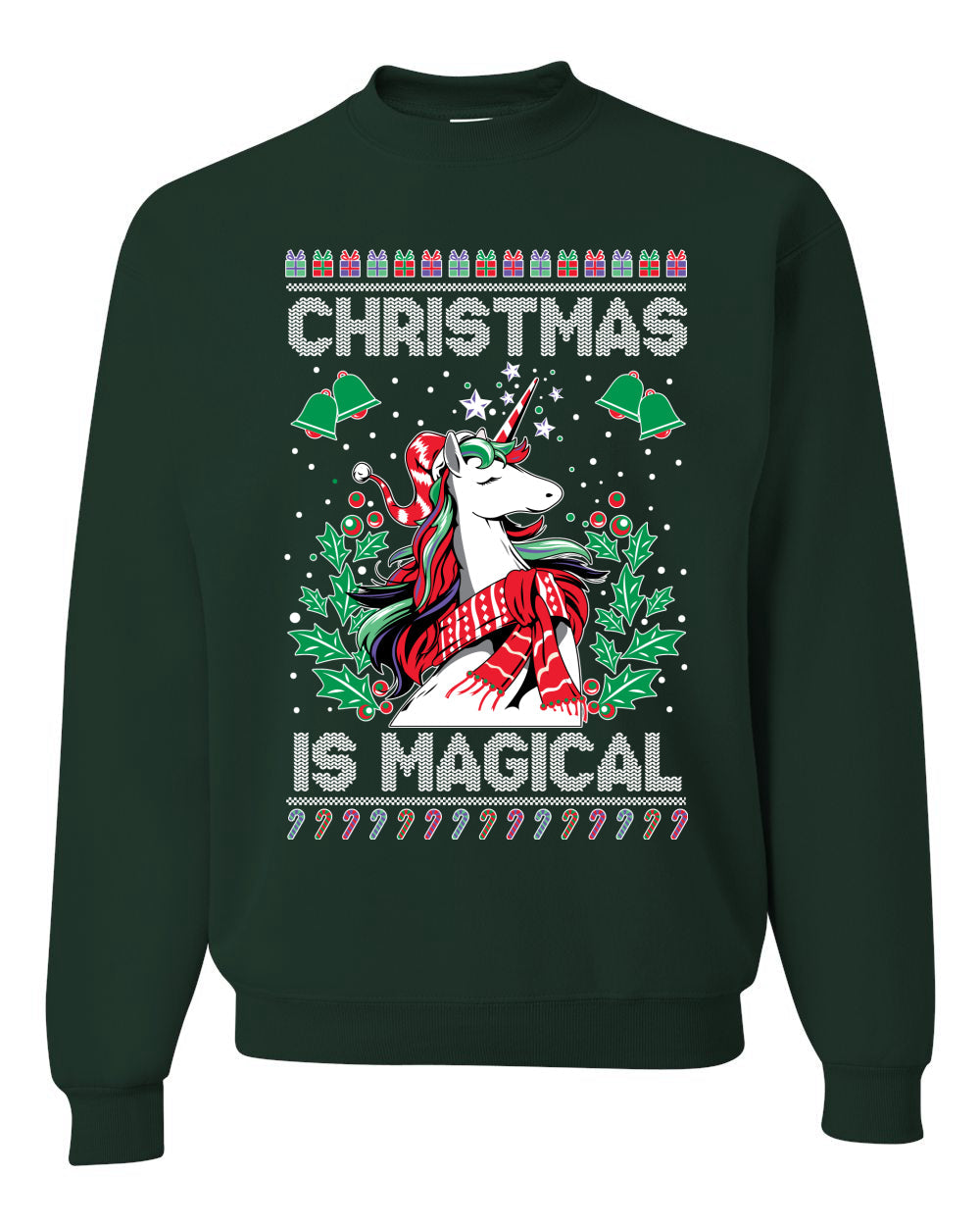 Christmas Is Magical Unicorn Christmas Unisex Crewneck Graphic Sweatshirt